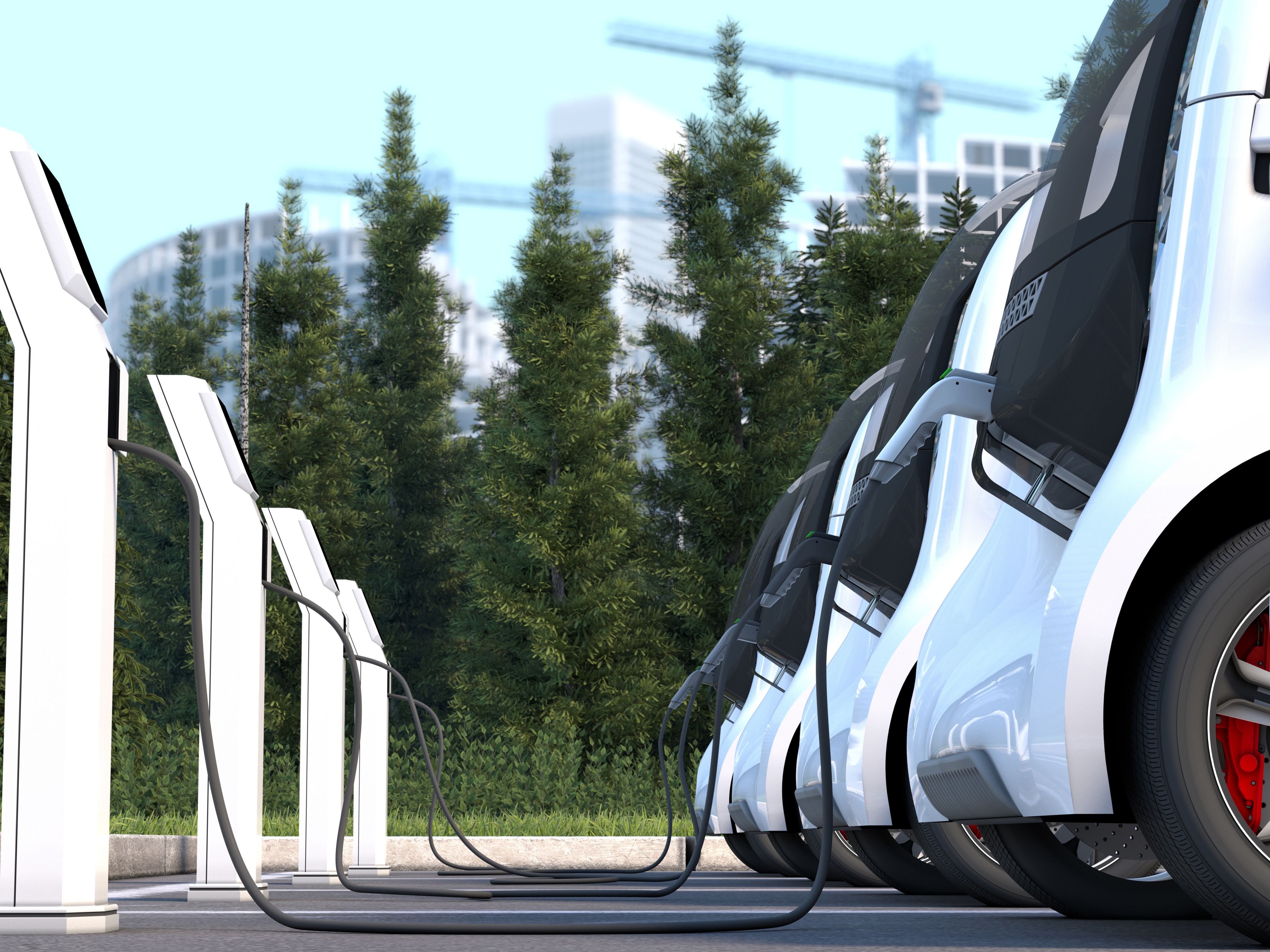Electric cars being charged