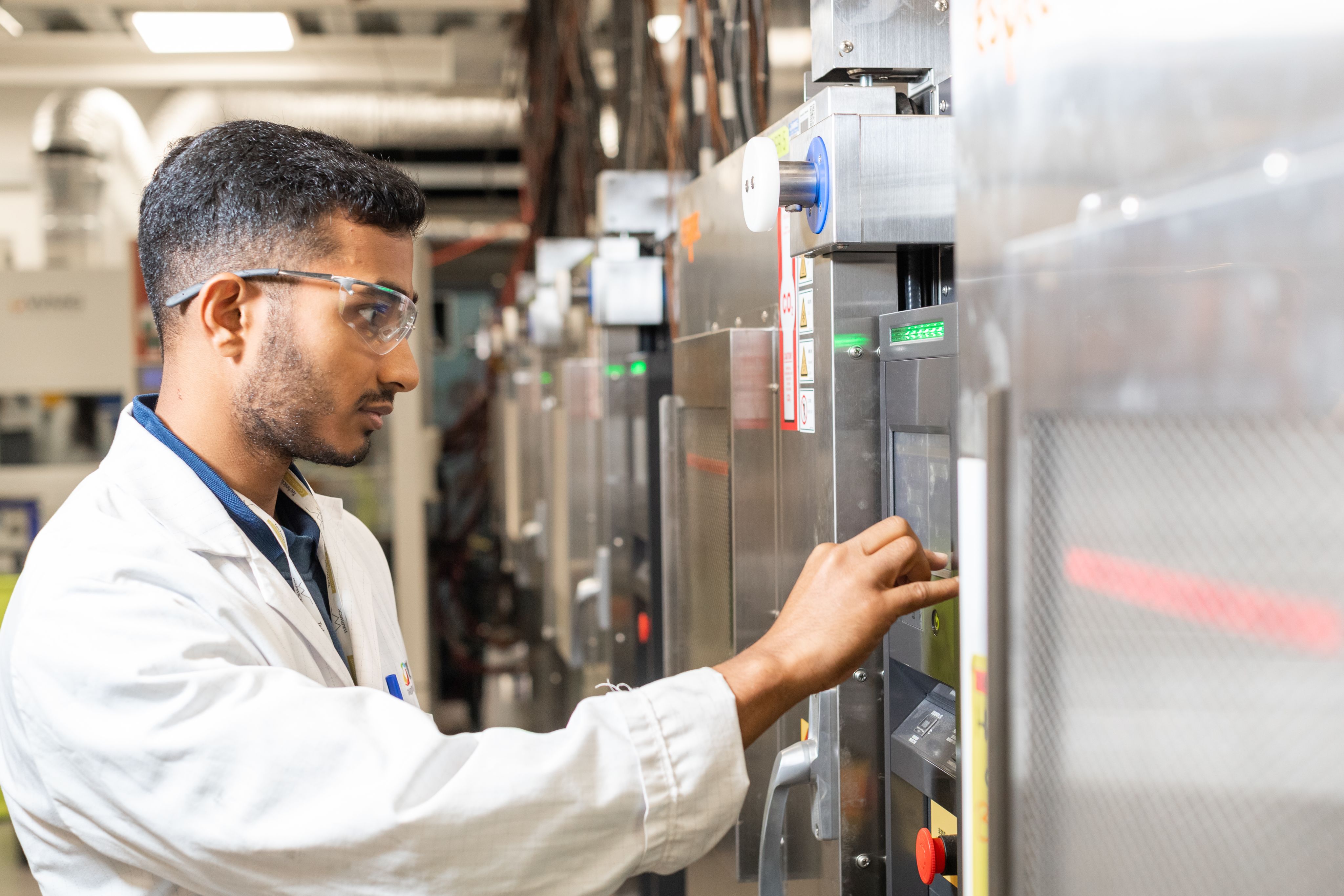 An engineer inside M&I Materials' testing facility