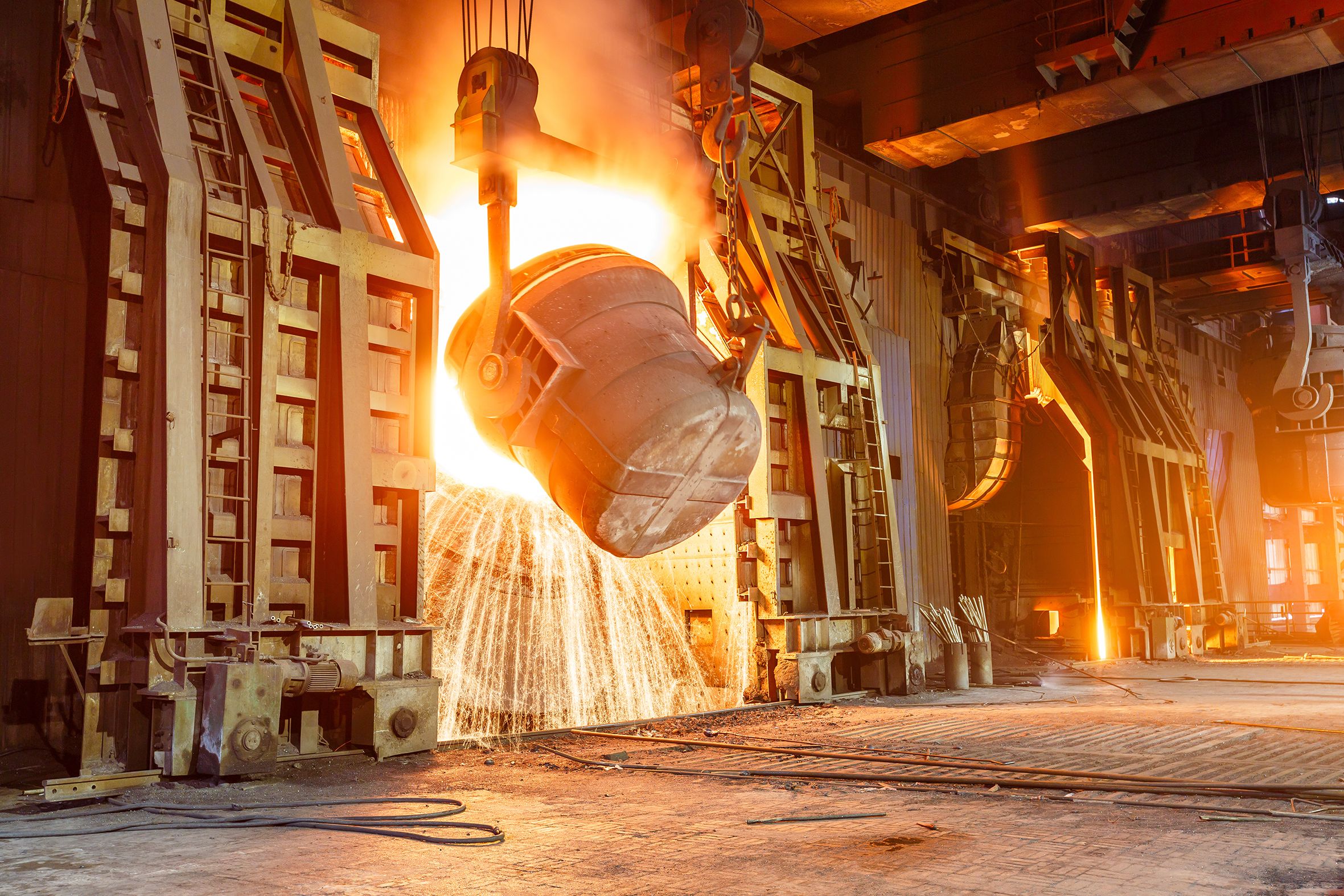 Landscape of the steelmaking site at Port Talbot, South Wales