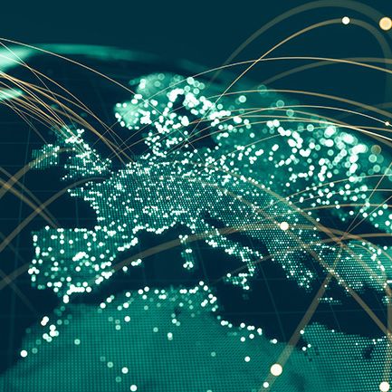 An illustration of connected areas around Europe