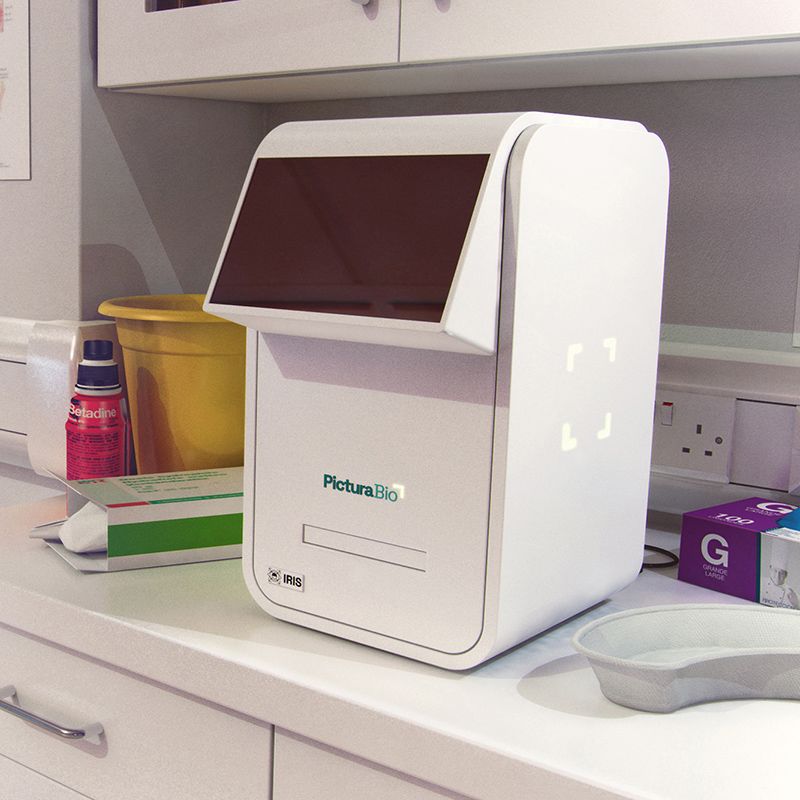 A digital rendering of Pictura Bio’s VISTA Reader instrument in a GP surgery. 