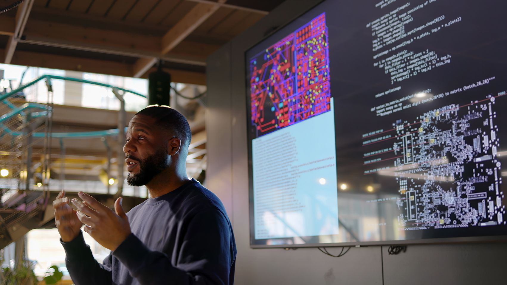 Close up stock photograph of a man conducting a seminar.