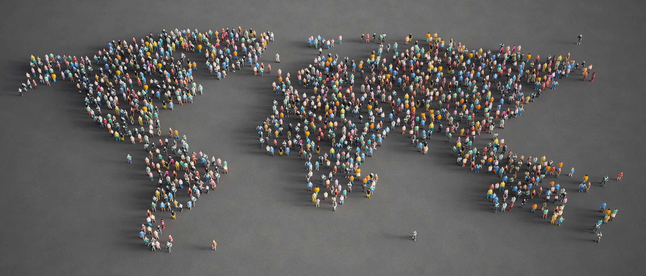 map of the world made of people