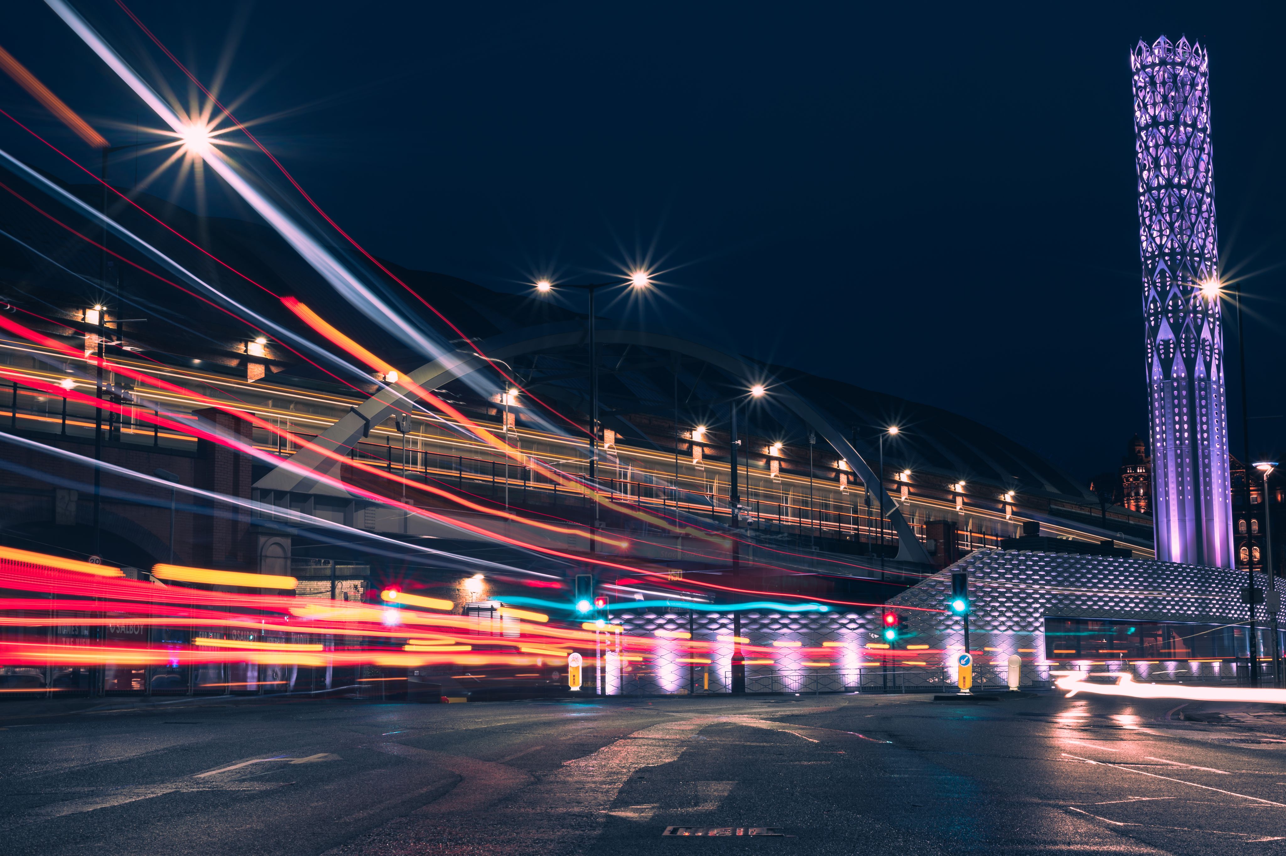 A long exposure of a tram