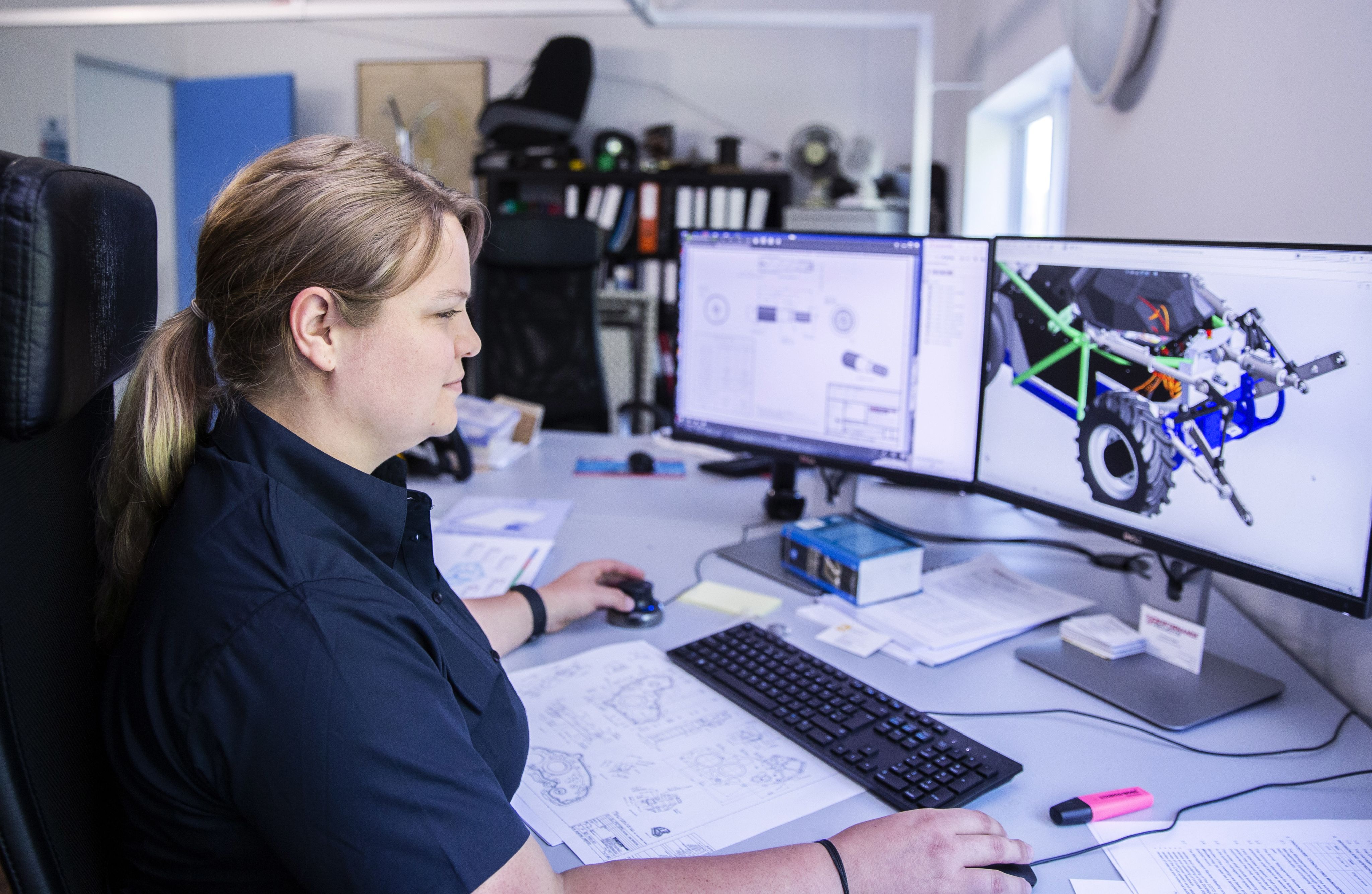 Renette de Villiers, Design Engineer, working on the Dynium Robot electric tractor, the inspiration for the OxDrive e-hub project.
