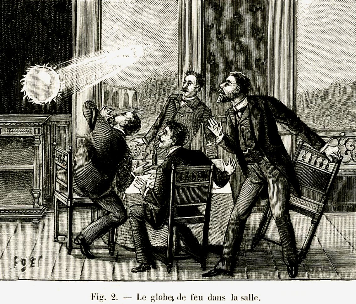 A 1901 depiction of ball lightning. Via Wikimedia